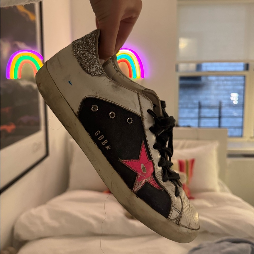 Golden Goose pink and black sneakers
